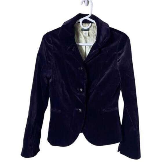 J Crew Womens Purple Cotton Velvet Blazer 2 - Picture 1 of 7